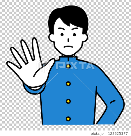 A male student thrusting his right hand forward A male student thrusting his right hand forward 122625377