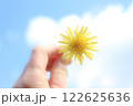 たんぽぽを持つ手 122625636