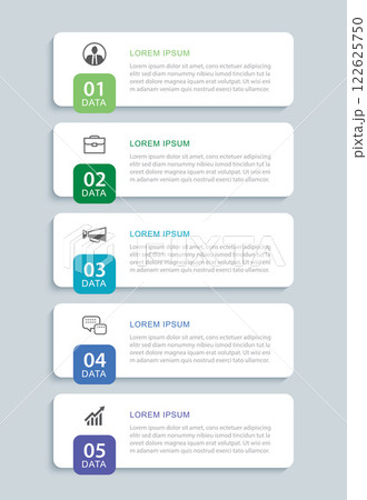 5 data infographics rectangle tab layout template. Illustration business abstract background. 5 data infographics rectangle tab layout template. Illustration business abstract background. 122625750