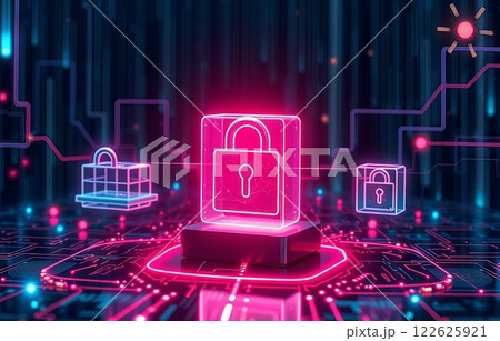 Data protection and cyber security abstract background. 122625921