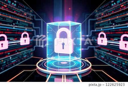 Data protection and cyber security abstract background. 122625923