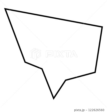 Black outline speech bubble with an angular shape, ideal for modern comic and digital art. Editable frame template, suitable for branding, communication, and typography layouts. Vector illustration 122626560