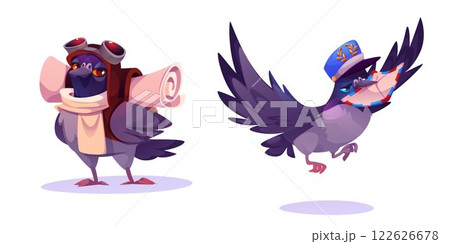 Mail pigeons set isolated on white background 122626678