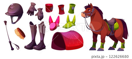 Horse race equipment set isolated Horse race equipment set isolated 122626680
