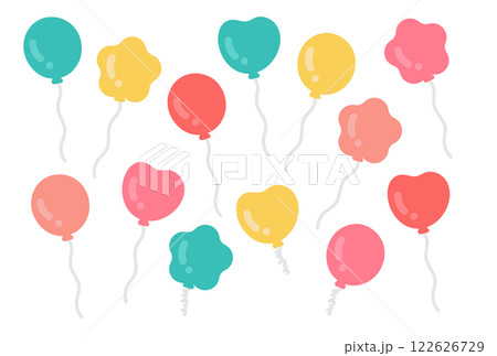 カラフルな風船イラストセット カラフルな風船イラストセット 122626729