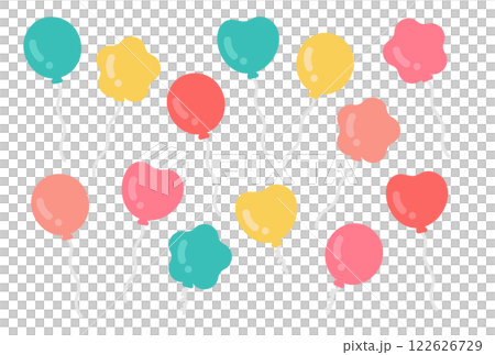 カラフルな風船イラストセット カラフルな風船イラストセット 122626729