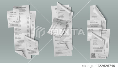 Paper bill receipt pile mockup 122626740