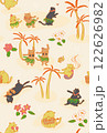 南国の猫達のシームレスパターンオレンジ 122626982