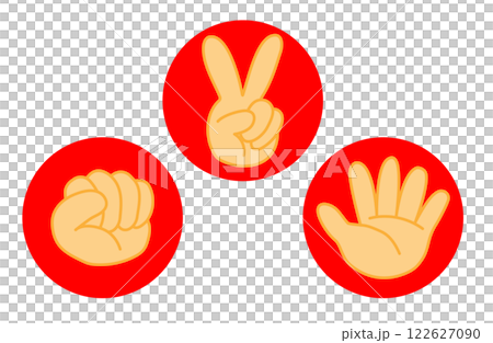 插圖素材，石頭剪刀布，紅色 122627090