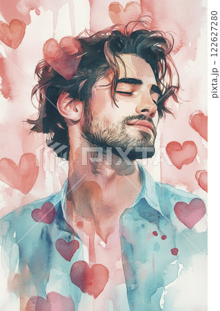 Valentine day concept, illustration love poster, Generative AI 122627280