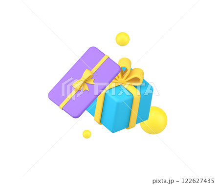 Shopping gift birthday party present box 3d icon realistic vector illustration 122627435