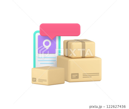 Delivery service postal parcel smartphone application 3d icon realistic vector illustration 122627436