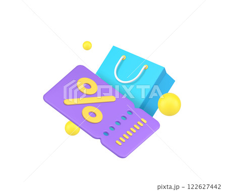 Shopping sale discount buying goods special offer 3d icon realistic vector illustration 122627442