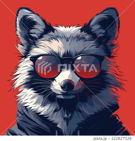 Raccoon wearing sunglasses and a hoodie 122627526