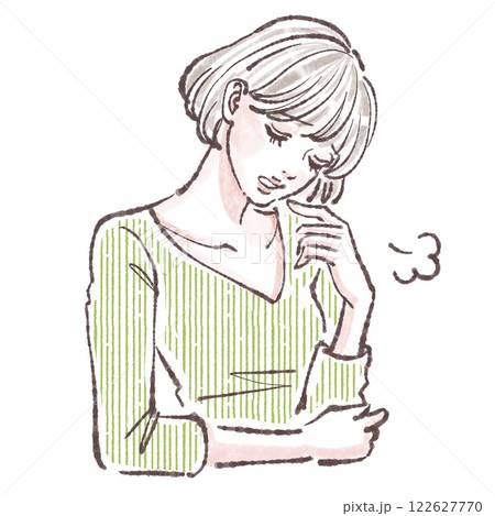 ため息/落ち込む/悩み/悲しい/体調不良/女性・女の子のイラスト素材 ため息/落ち込む/悩み/悲しい/体調不良/女性・女の子のイラスト素材 122627770