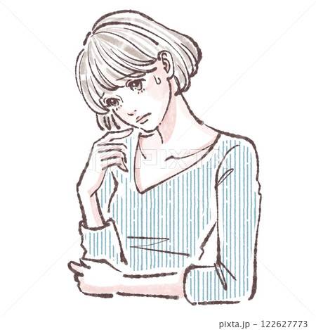 ため息/落ち込む/悩み/悲しい/体調不良/女性・女の子のイラスト素材 ため息/落ち込む/悩み/悲しい/体調不良/女性・女の子のイラスト素材 122627773