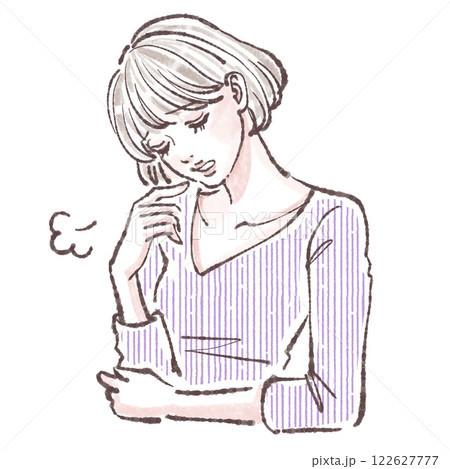 ため息/落ち込む/悩み/悲しい/体調不良/女性・女の子のイラスト素材 ため息/落ち込む/悩み/悲しい/体調不良/女性・女の子のイラスト素材 122627777