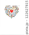 カラフルなハートのイラスト、レッド 122627815