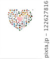 カラフルなハートのイラスト　ピンク 122627816