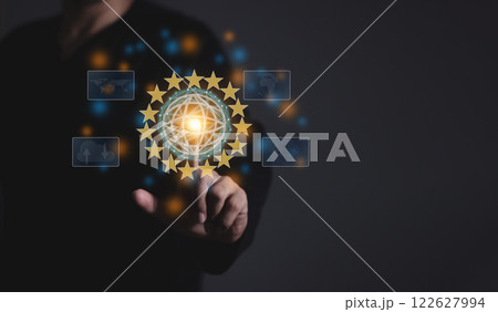 Young man hand using smartphone to Interconnect, Interconnected Concept Young man hand using smartphone to Interconnect, Interconnected Concept 122627994