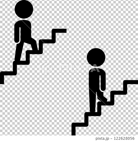 Pictograms of people going up and down the stairs Pictograms of people going up and down the stairs 122628056