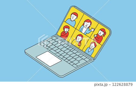 オンラインミーティングのイメージイラスト 122628879
