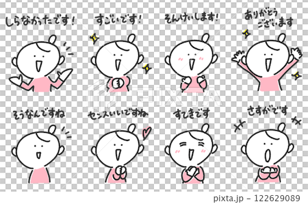 A set of women giving compliments: Amazing, As expected, I respect you 122629089