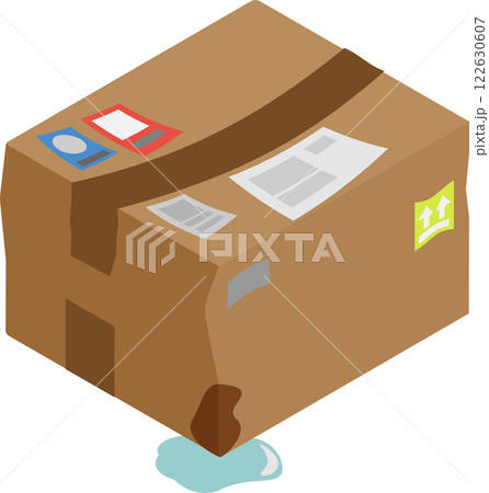 アイソメトリックな潰れた段ボール箱のイメージ素材 アイソメトリックな潰れた段ボール箱のイメージ素材 122630607