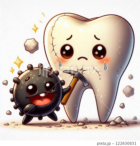 歯を破壊する虫歯菌 122630831