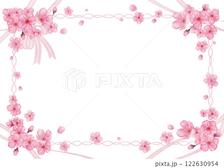 桜 ピンクフレーム（白背景） 122630954