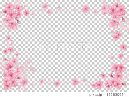 桜 ピンクフレーム（白背景） 122630954