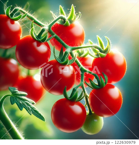赤く色づくミニトマト家庭菜園 赤く色づくミニトマト家庭菜園 122630979