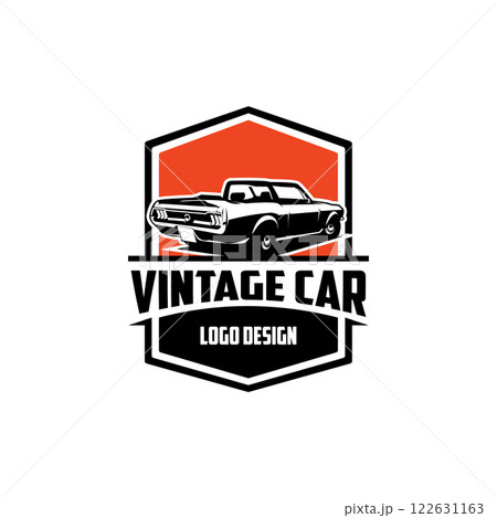 vector illustration of a 1967 ford mustang legend car. isolated view from the back with twilight. best for logo, badge, emblem, icon, sticker design. 122631163