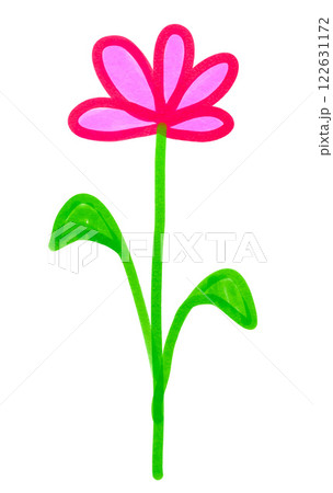 Child drawings of pink flower 122631172