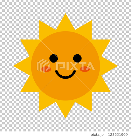 太陽　顔　アイコン　シンプル　笑顔　ベクター 122631909
