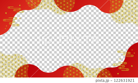 Japanese style hemp leaf red gold frame shape Japanese style hemp leaf red gold frame shape 122631921