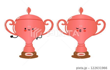 Cute cartoon Bronze trophy cup characters with a smiling.. Isolated on white background. Bronze trophy cup character concept 122631966