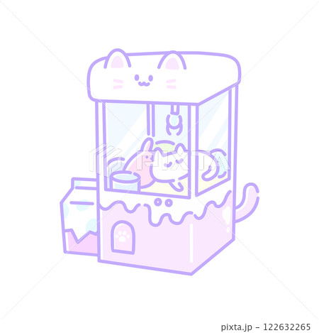 ねこのクレーンゲームイラスト ピンク ねこのクレーンゲームイラスト ピンク 122632265