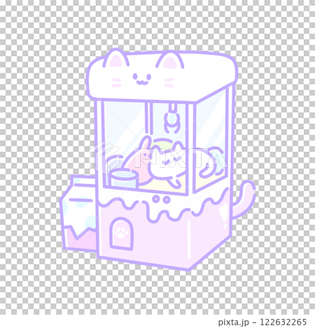 ねこのクレーンゲームイラスト ピンク ねこのクレーンゲームイラスト ピンク 122632265