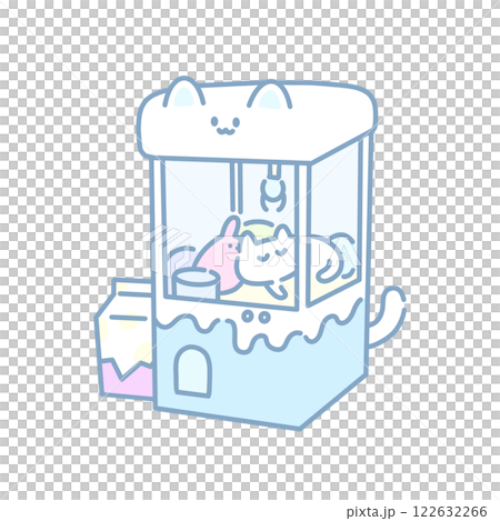 Cat crane game illustration, light blue Cat crane game illustration, light blue 122632266