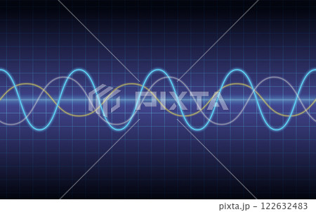 シームレスな青い波形の背景イラスト シームレスな青い波形の背景イラスト 122632483