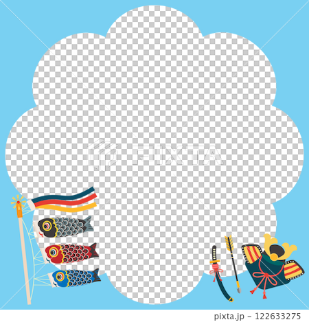 Children's Day Carp streamers and helmet frame square vector illustration 122633275