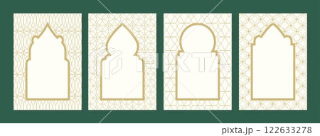 Set of templates for postcards with painting in arabic style Set of templates for postcards with painting in arabic style 122633278
