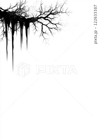 Chilling icicles, hanging from tree branches 122633387