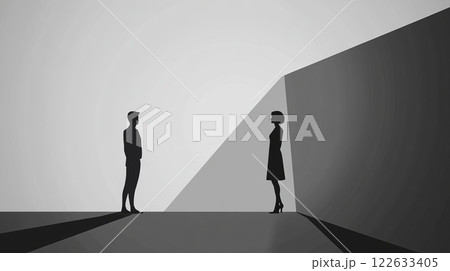 Silhouettes of a man and a woman facing each other 122633405