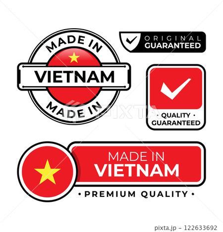 Badge bundle made in Vietnam label icon emblem isolated on white background 122633692