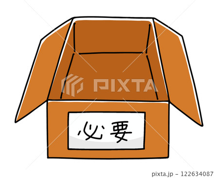 ゆるめシンプルな断捨離用の段ボール(必要ラベル)ベタ塗り ゆるめシンプルな断捨離用の段ボール(必要ラベル)ベタ塗り 122634087