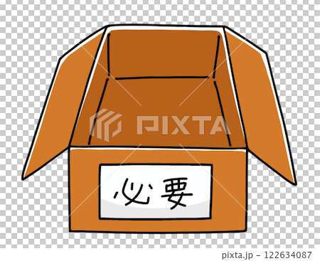 A loose and simple cardboard box for decluttering (with necessary labels) with solid coloring A loose and simple cardboard box for decluttering (with necessary labels) with solid coloring 122634087