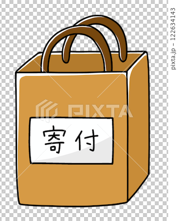 A simple and relaxed paper bag for decluttering (donation label) with solid color 122634143