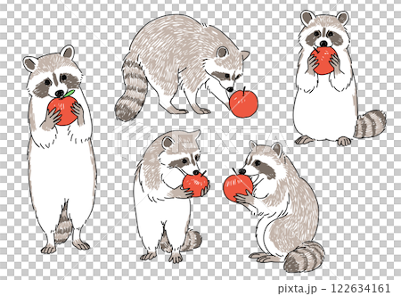 浣熊吃蘋果的手繪插畫集 浣熊吃蘋果的手繪插畫集 122634161